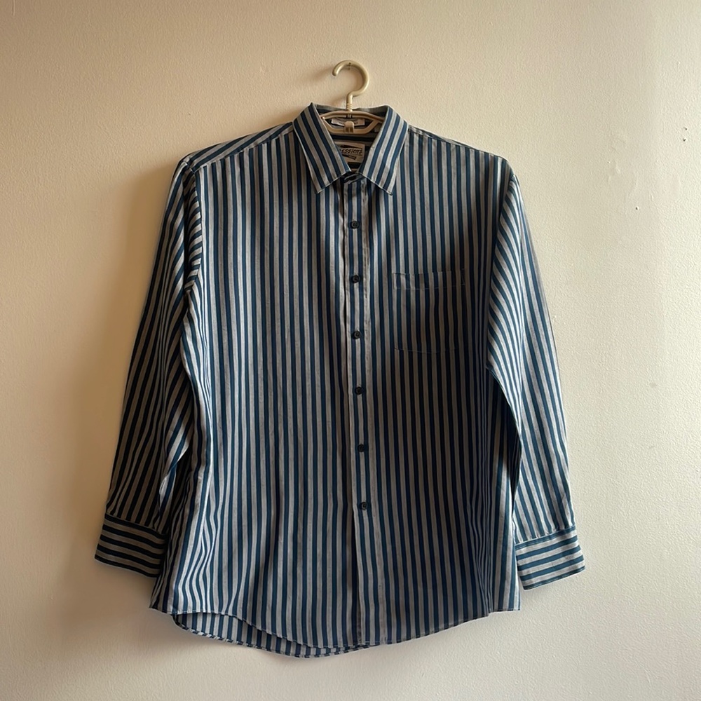 Blue Striped Dress Shirt XL Expressions .